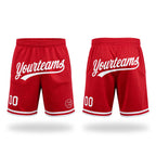 Custom Red White Authentic Throwback Basketball Shorts