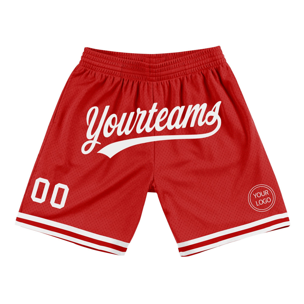 Custom Red White Authentic Throwback Basketball Shorts photo 1