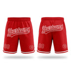 Custom Red White Authentic Throwback Basketball Shorts
