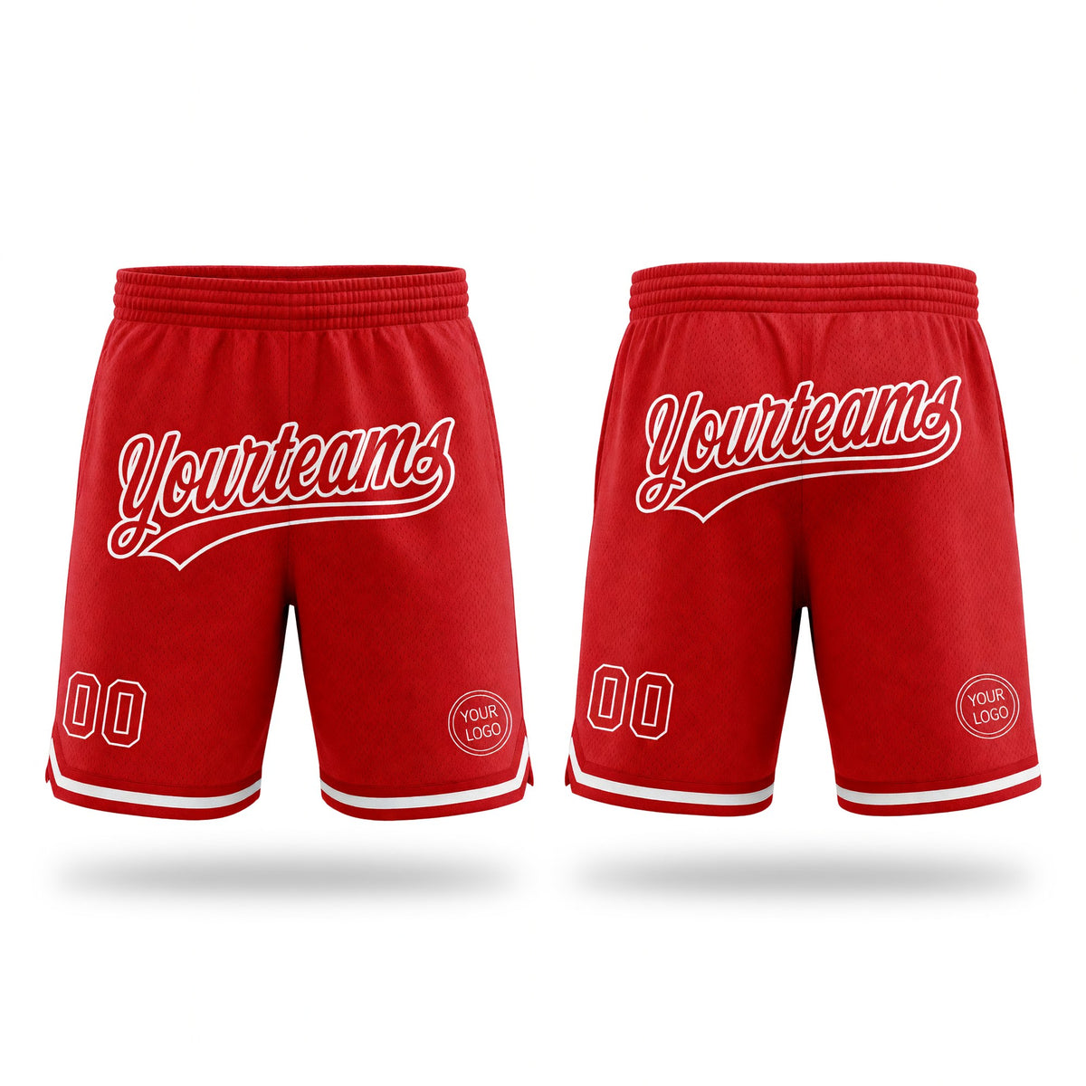 Custom Red White Authentic Throwback Basketball Shorts
