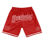 Custom Red White Authentic Throwback Basketball Shorts photo 1