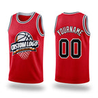 Custom Red Black-White Authentic Throwback Basketball Jersey
