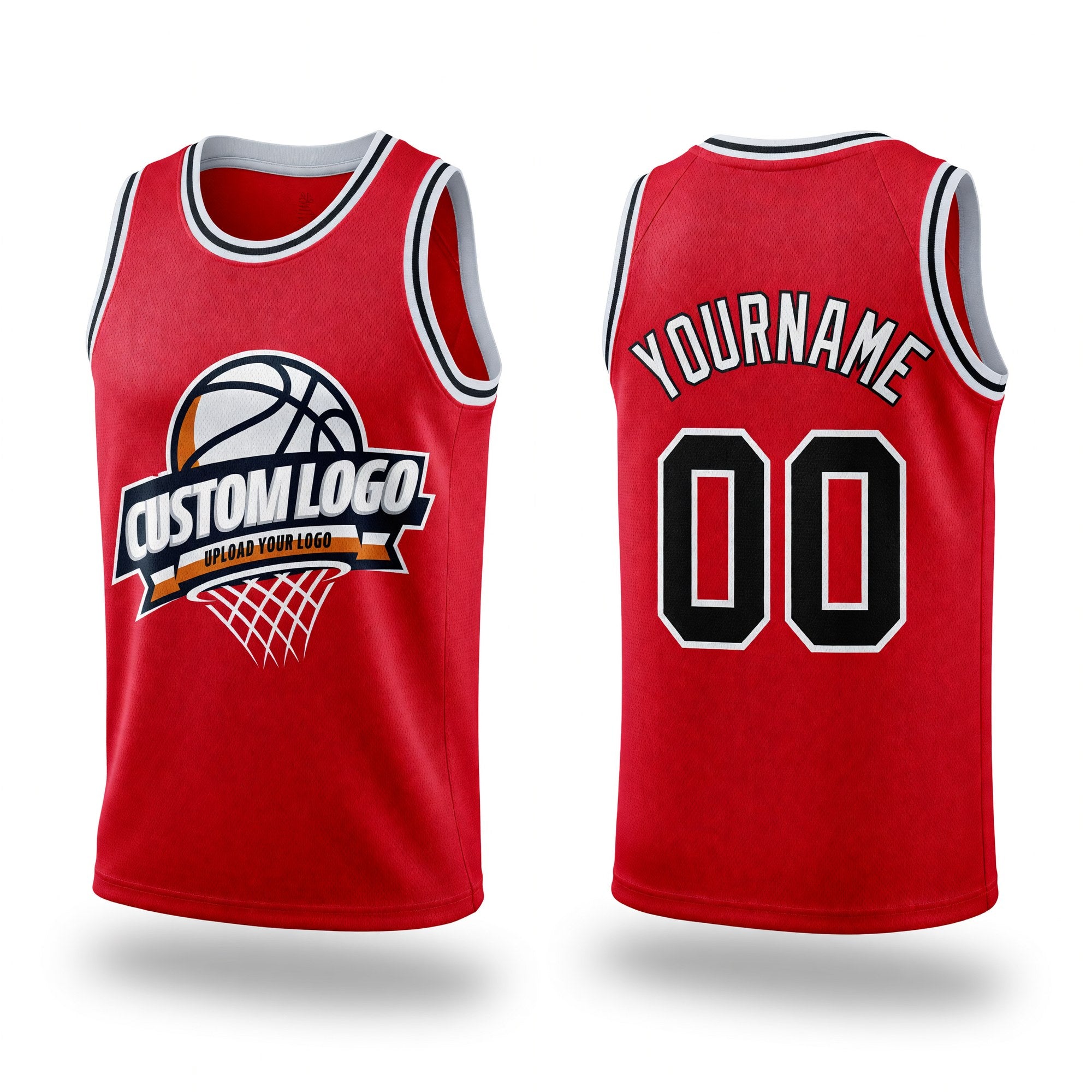 Custom Red Black-White Authentic Throwback Basketball Jersey