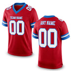 Custom Red White-Powder Blue Mesh Authentic Football Jersey