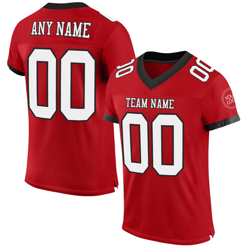 Custom Red White-Black Mesh Authentic Football Jersey photo 1