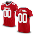 Custom Red White-Gray Mesh Authentic Football Jersey