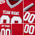 Custom Red White-Gray Mesh Authentic Football Jersey detail