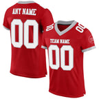 Custom Red White-Gray Mesh Authentic Football Jersey photo 1