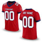 Custom Red White-Navy Mesh Authentic Football Jersey