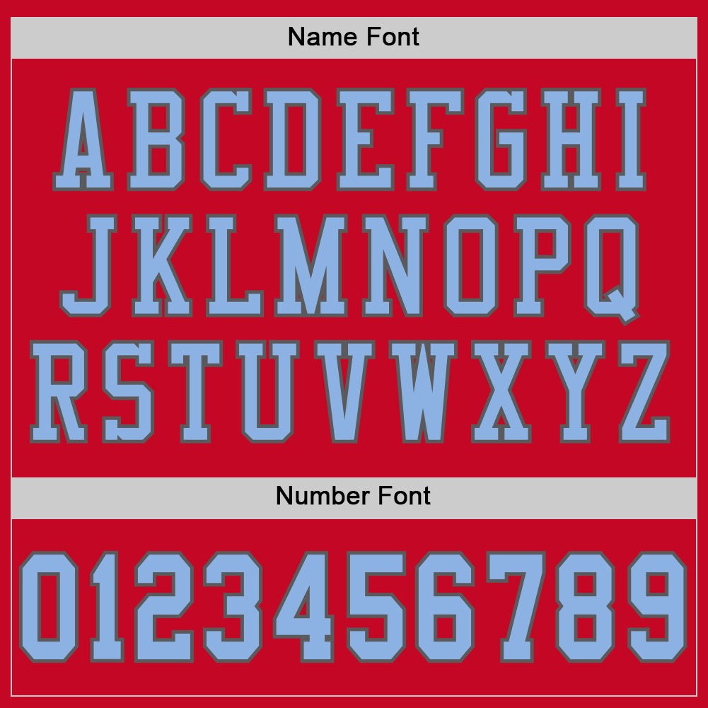 Custom Red Light Blue-Steel Gray Mesh Authentic Football Jersey photo 3