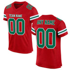 Custom Red Kelly Green-White Mesh Authentic Football Jersey