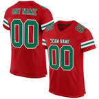 Custom Red Kelly Green-White Mesh Authentic Football Jersey photo 1