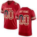 Custom Red Vintage USA Flag-City Cream Mesh Authentic Football Jersey