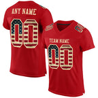 Custom Red Vintage USA Flag-City Cream Mesh Authentic Football Jersey photo 1