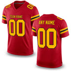 Custom Red Gold-Black Mesh Authentic Football Jersey