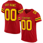 Custom Red Gold-Black Mesh Authentic Football Jersey photo 1