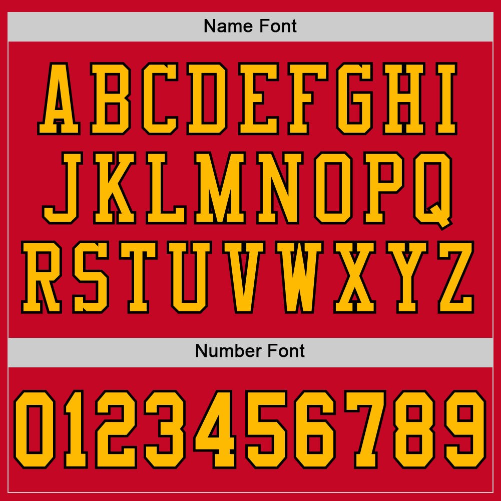 Custom Red Gold-Black Mesh Authentic Football Jersey photo 3