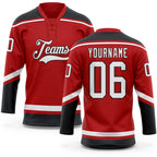 Custom Red White-Black Hockey Lace Neck Jersey