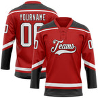 Custom Red White-Black Hockey Lace Neck Jersey photo 1
