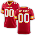 Custom Red White-Gold Authentic Football Jersey