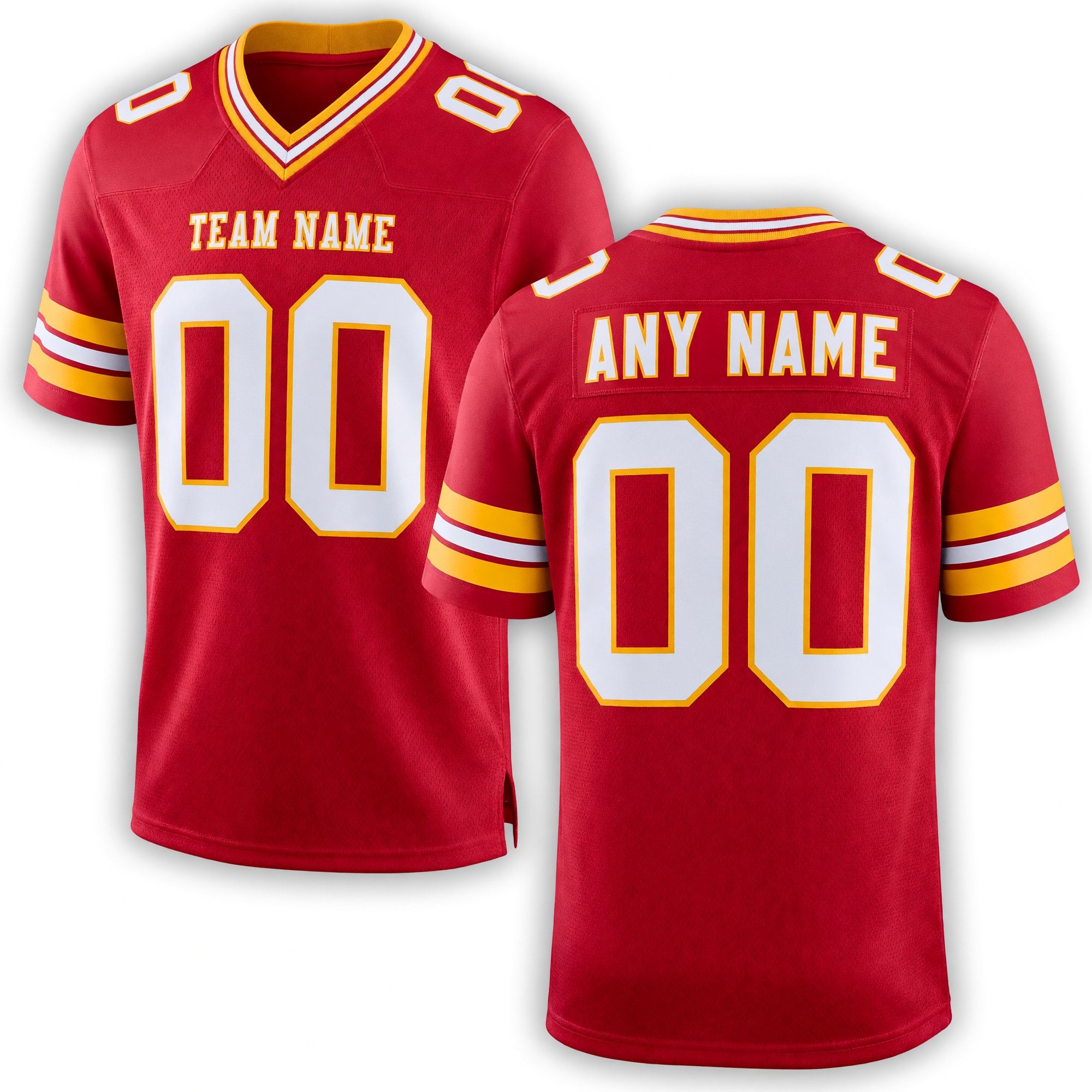 Custom Red White-Gold Authentic Football Jersey