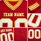 Custom Red White-Gold Authentic Football Jersey detail