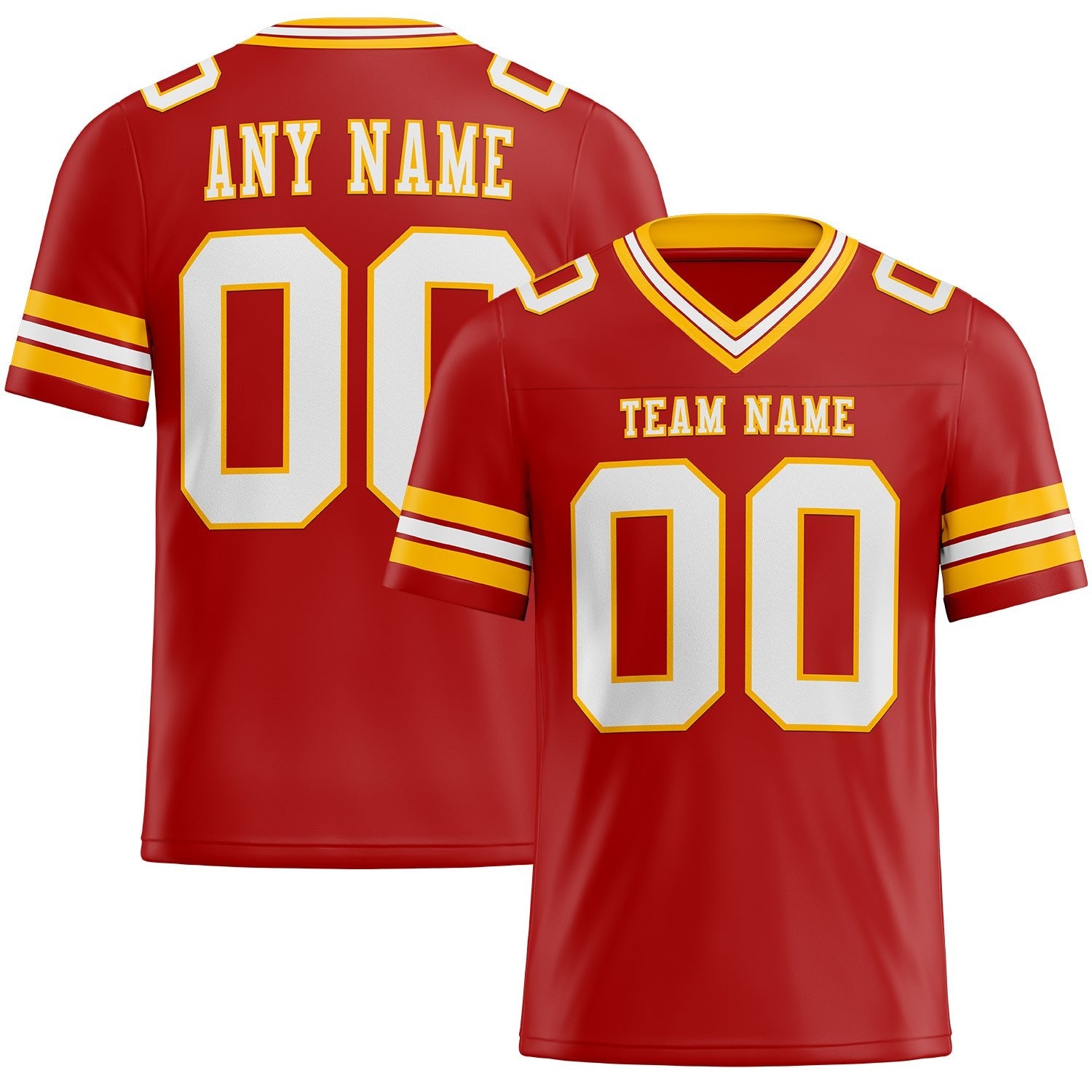 Custom Red White-Gold Authentic Football Jersey photo 1