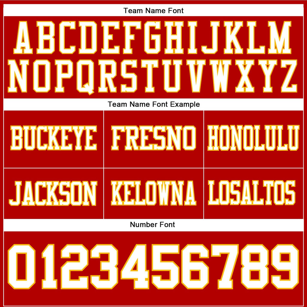 Custom Red White-Gold Authentic Football Jersey photo 3