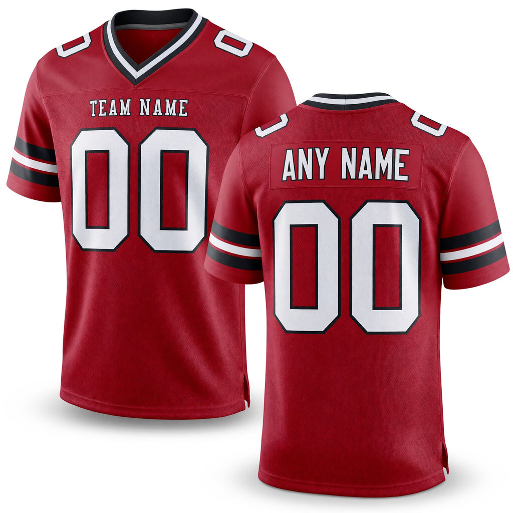 Custom Red White-Black Authentic Football Jersey