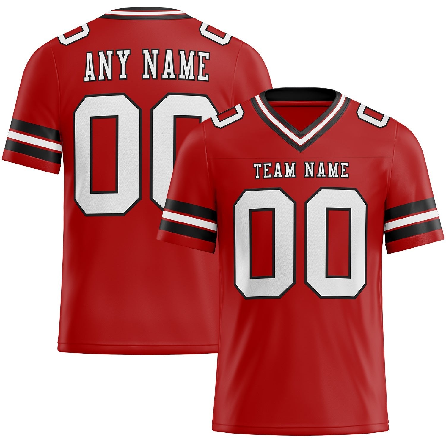 Custom Red White-Black Authentic Football Jersey photo 1