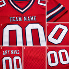 Custom Red White-Navy Authentic Football Jersey detail
