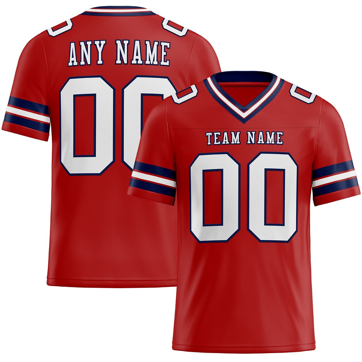 Custom Red White-Navy Authentic Football Jersey photo 1