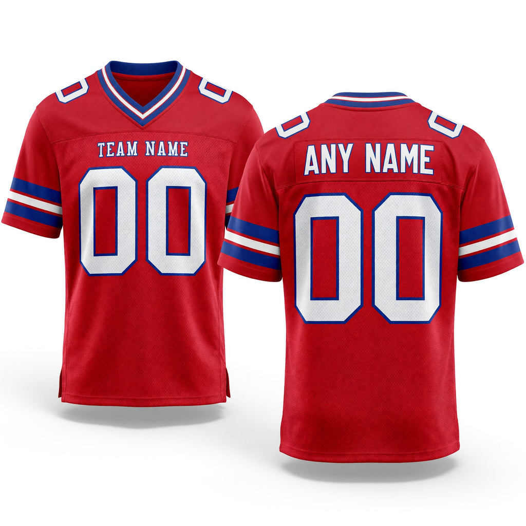 Custom Red White-Royal Authentic Football Jersey