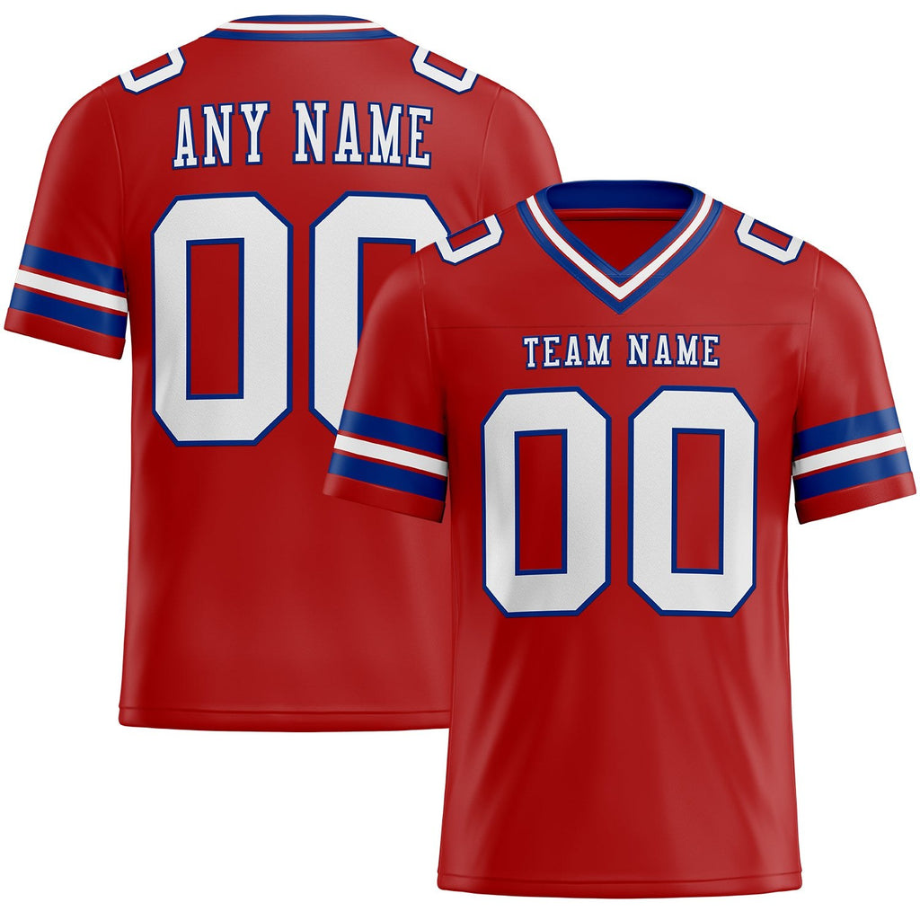 Custom Red White-Royal Authentic Football Jersey photo 1