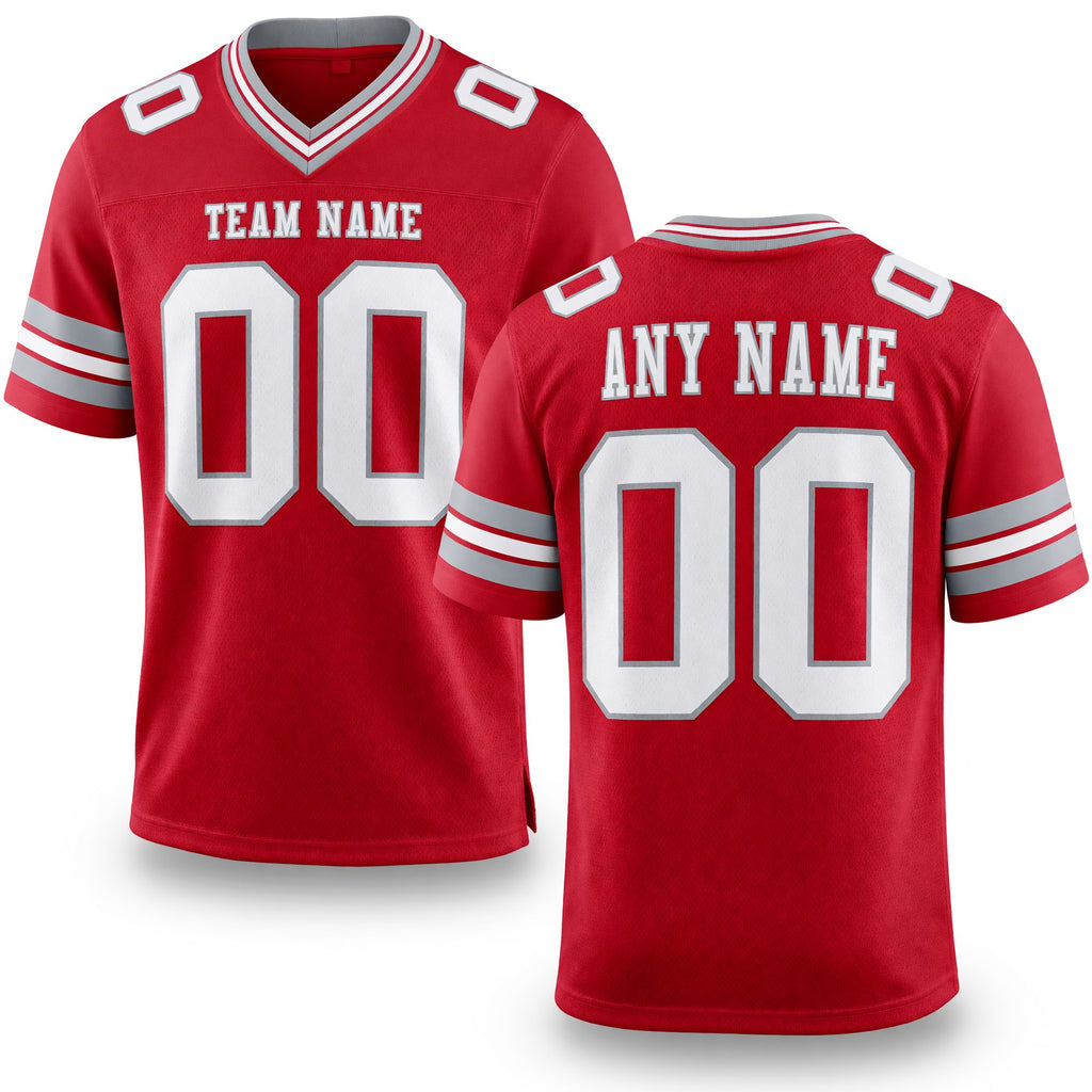 Custom Red White-Gray Authentic Football Jersey