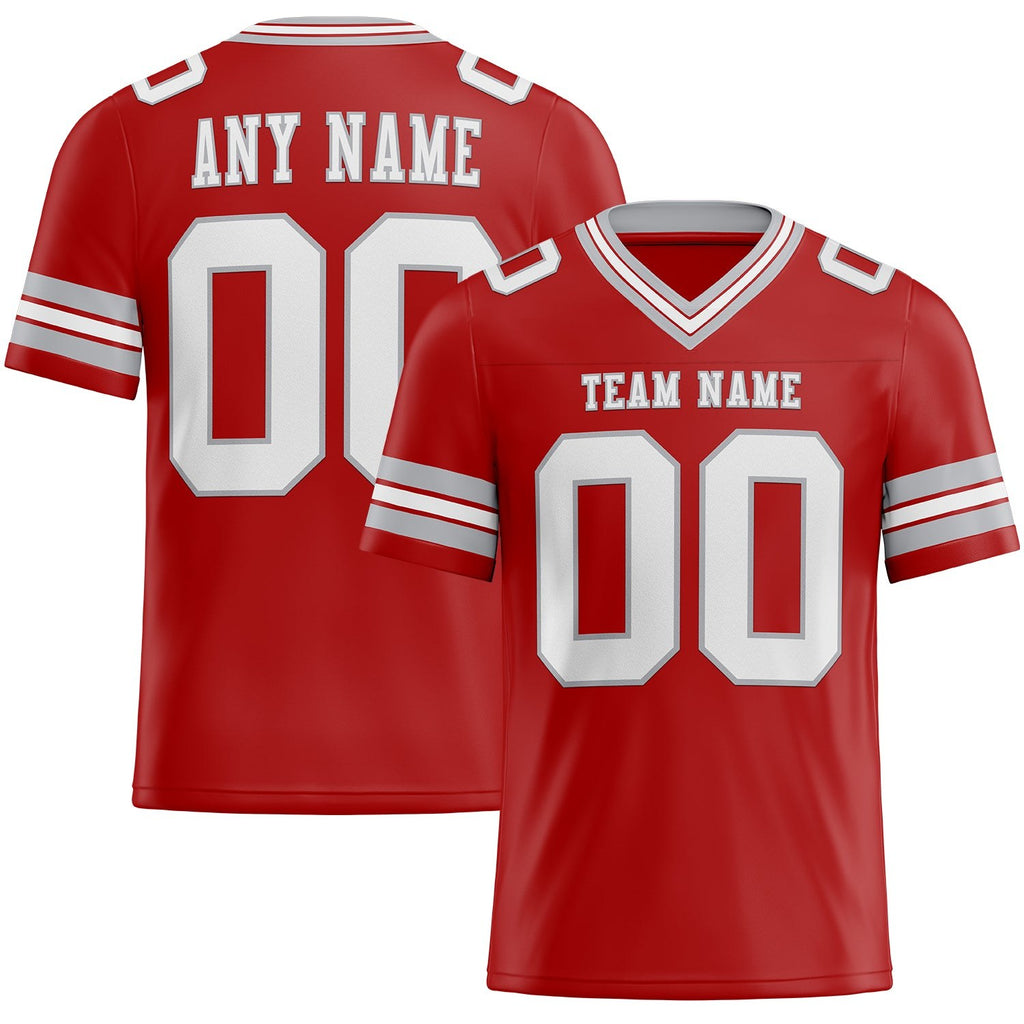 Custom Red White-Gray Authentic Football Jersey photo 1