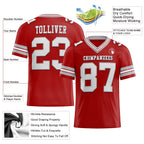 Custom Red White-Gray Authentic Football Jersey photo 2