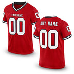 Custom Red White-Black Mesh Authentic Throwback Football Jersey
