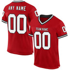 Custom Red White-Black Mesh Authentic Throwback Football Jersey photo 1