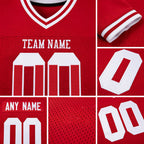 Custom Red White Mesh Authentic Throwback Football Jersey detail