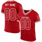 Custom Red White Mesh Authentic Throwback Football Jersey photo 1