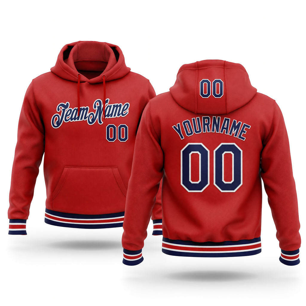 Custom Stitched Red Navy-White Sports Pullover Sweatshirt Hoodie