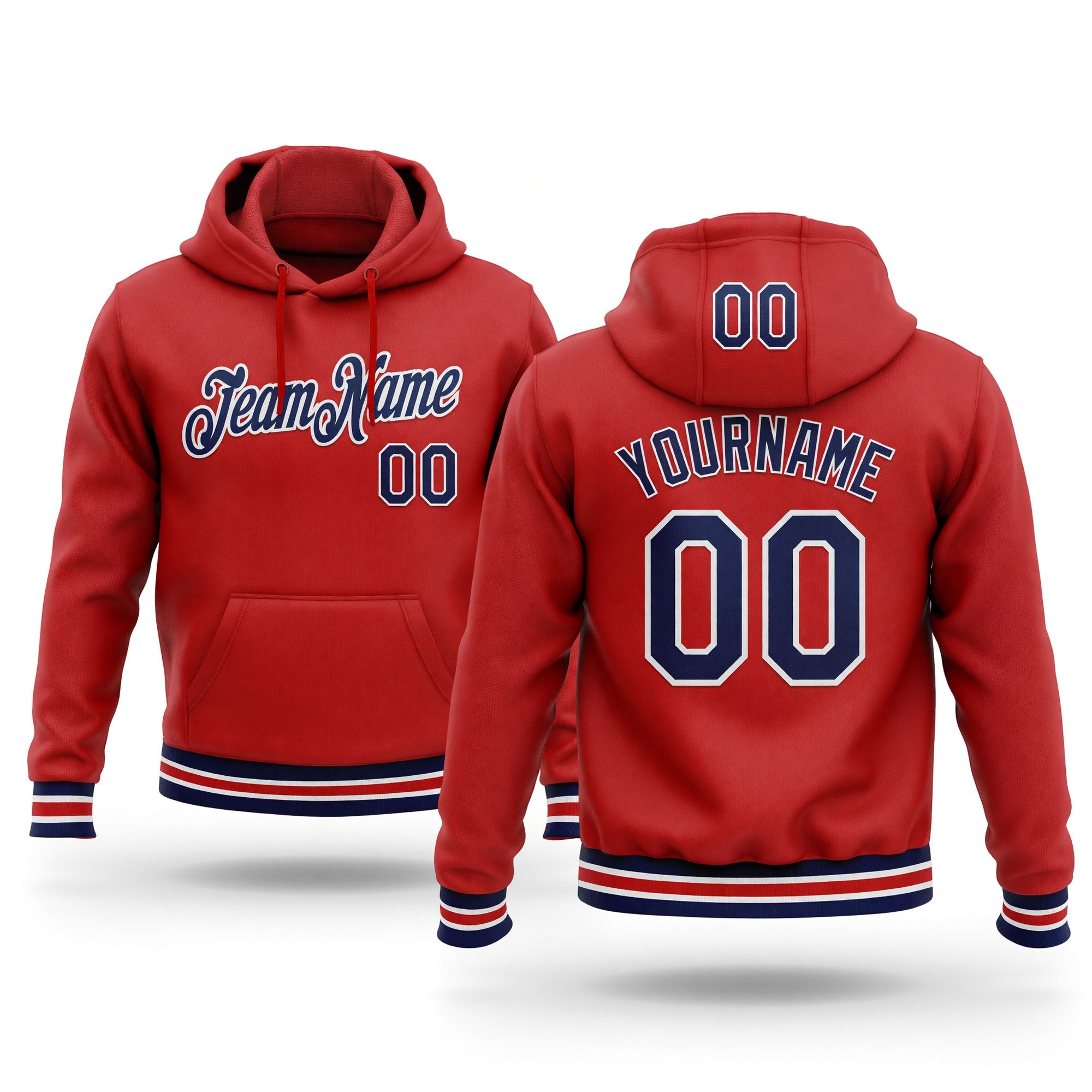 Custom Stitched Red Navy-White Sports Pullover Sweatshirt Hoodie