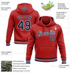 Custom Stitched Red Navy-White Sports Pullover Sweatshirt Hoodie photo 3