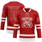 Custom Red White Hockey Lace Neck Jersey photo 2
