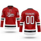 Custom Red White-Black Hockey Lace Neck Jersey