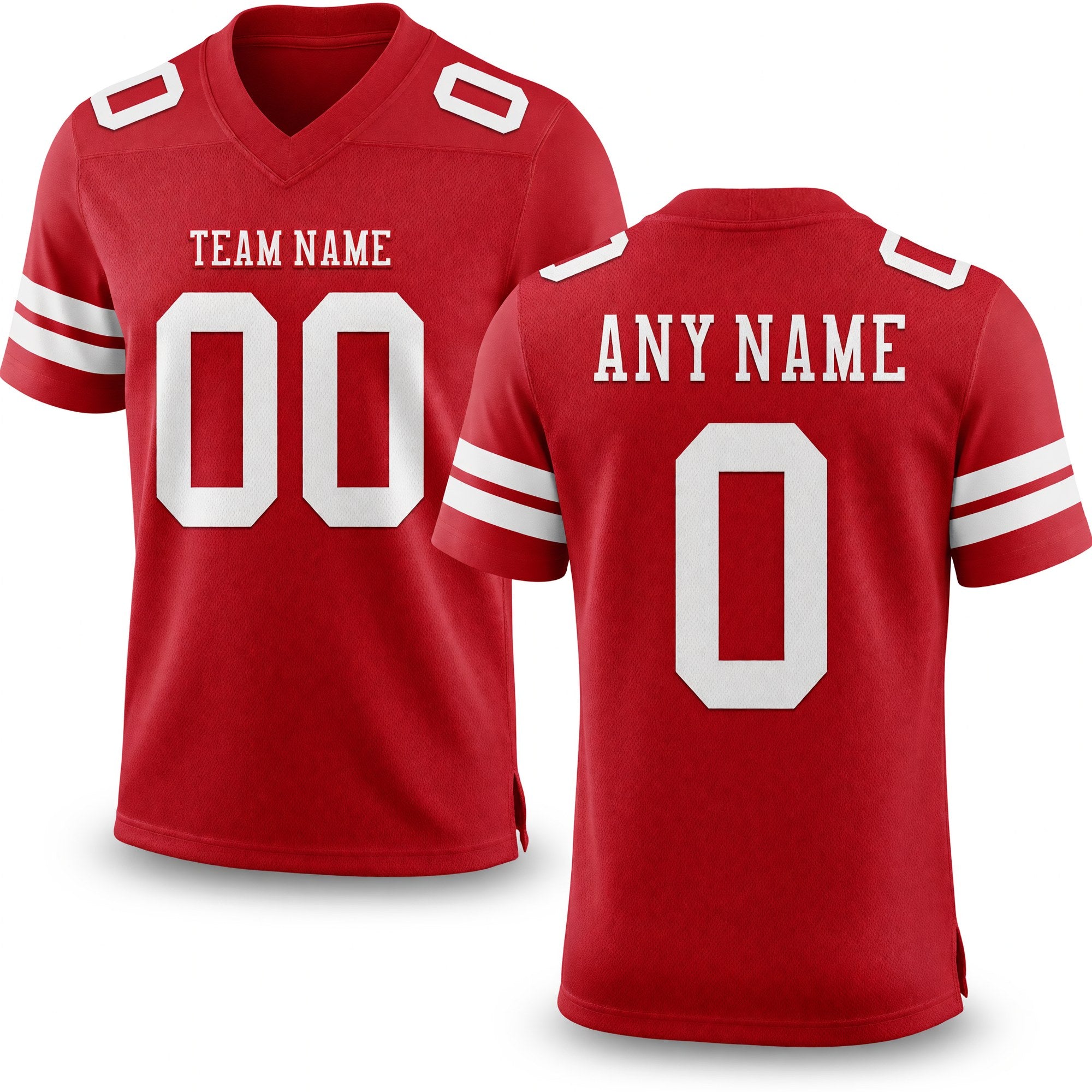Custom Red White Authentic Football Jersey