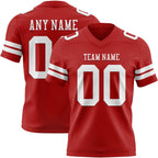 Custom Red White Authentic Football Jersey photo 1