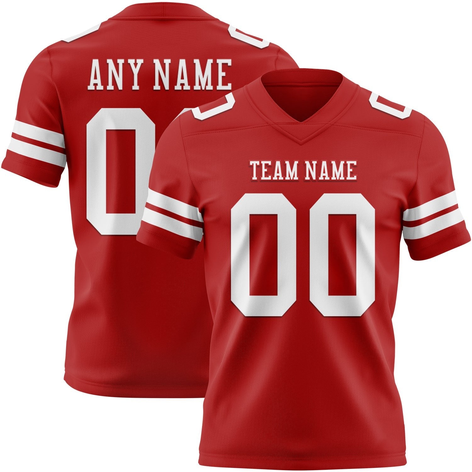 Custom Red White Authentic Football Jersey photo 1