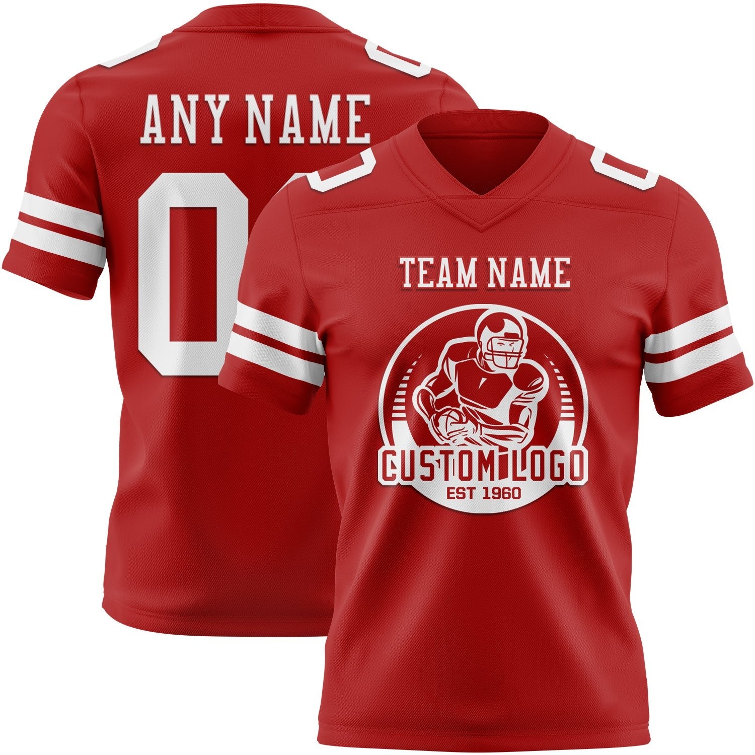 Custom Red White Authentic Football Jersey photo 2